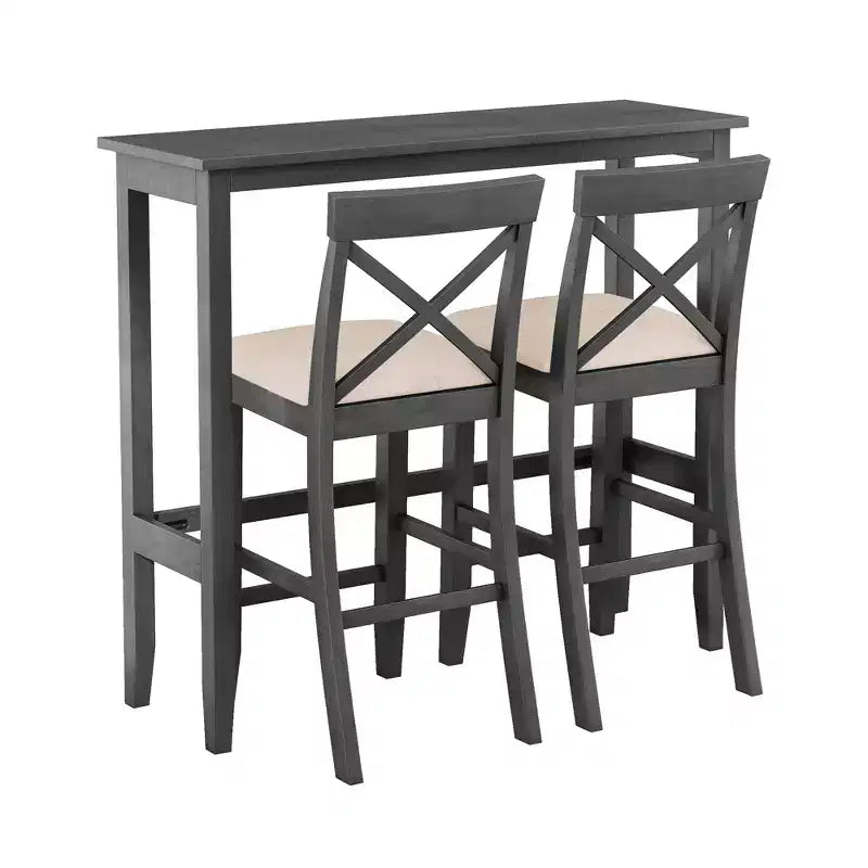 Set da pranzo rettangolare Farmhouse da 47.5" in legno, altezza bar, angolo colazione per cucina con 2 sedie per piccoli spazi - ModernLuxe