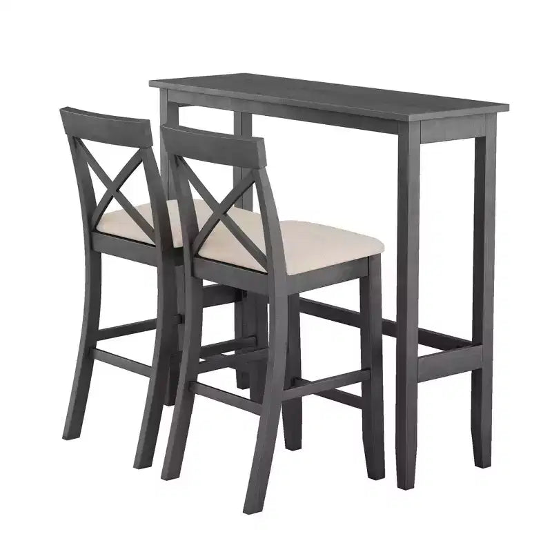 Set da pranzo rettangolare Farmhouse da 47.5" in legno, altezza bar, angolo colazione per cucina con 2 sedie per piccoli spazi - ModernLuxe