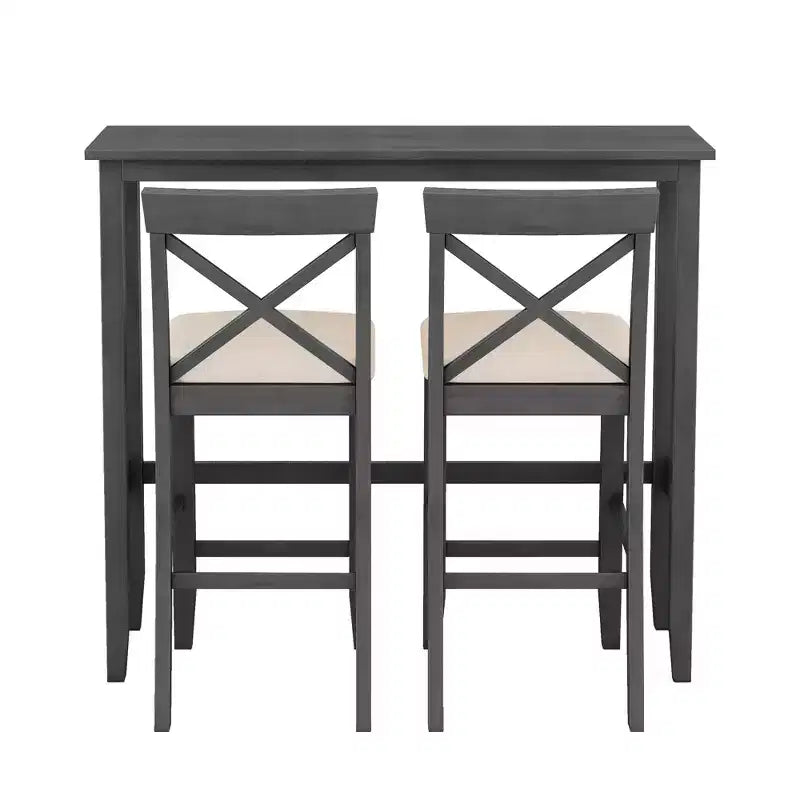 Set da pranzo rettangolare Farmhouse da 47.5" in legno, altezza bar, angolo colazione per cucina con 2 sedie per piccoli spazi - ModernLuxe