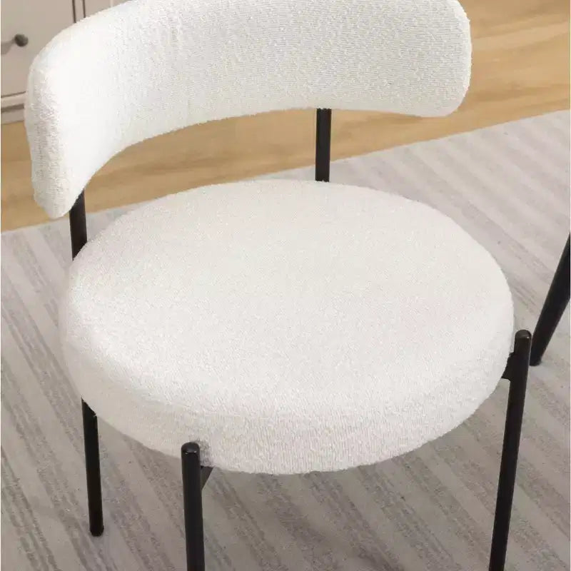 Roundhill Furniture Durban кръгъл комплект за хранене от 5 части, дървена маса за хранене с 4 стола с тапицерия букле