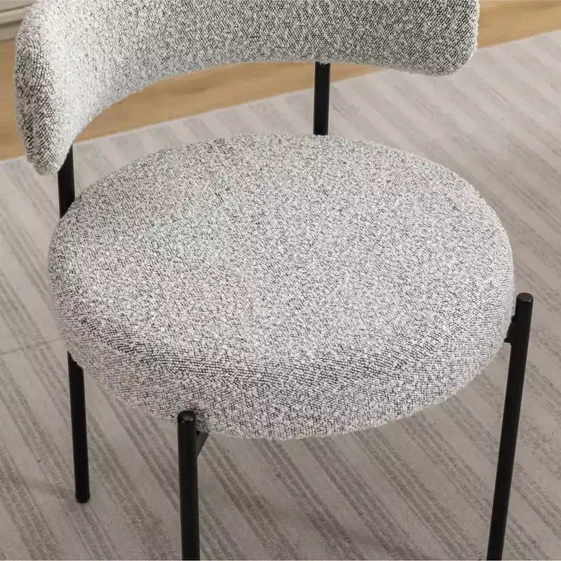 Roundhill Furniture Durban кръгъл комплект за хранене от 5 части, дървена маса за хранене с 4 стола с тапицерия букле