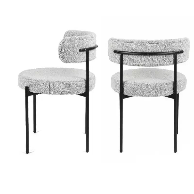 Roundhill Furniture Durban кръгъл комплект за хранене от 5 части, дървена маса за хранене с 4 стола с тапицерия букле
