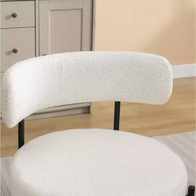 Roundhill Furniture Durban кръгъл комплект за хранене от 5 части, дървена маса за хранене с 4 стола с тапицерия букле