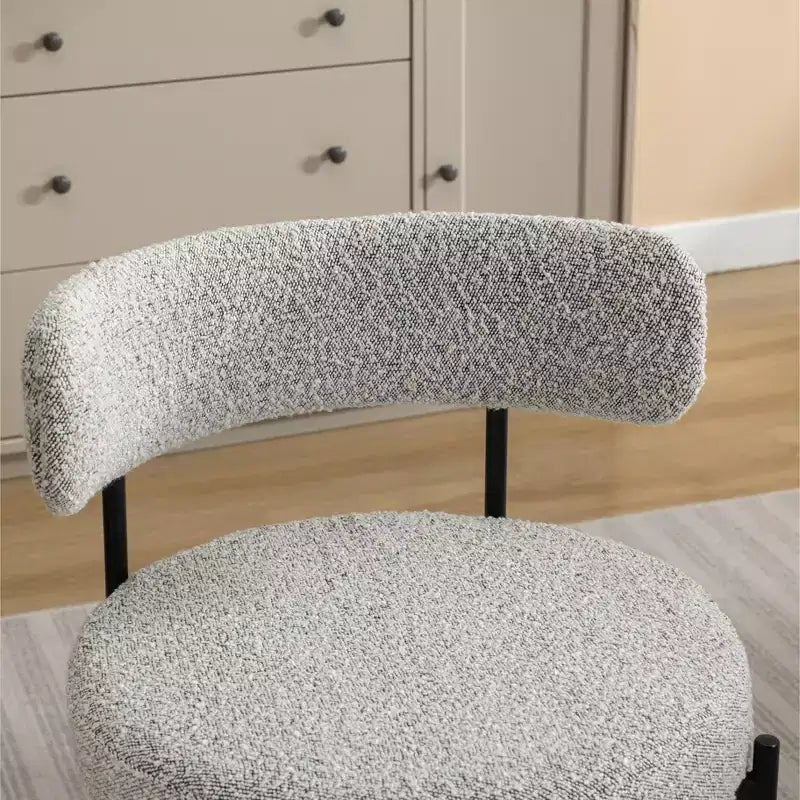 Roundhill Furniture Durban кръгъл комплект за хранене от 5 части, дървена маса за хранене с 4 стола с тапицерия букле