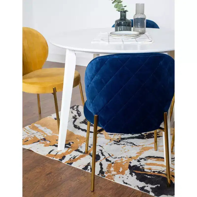 Roundhill Furniture Amoa σύγχρονο σετ τραπεζαρίας, λευκό στρογγυλό τραπέζι φαγητού με 4 καρέκλες, 5 τεμαχίων