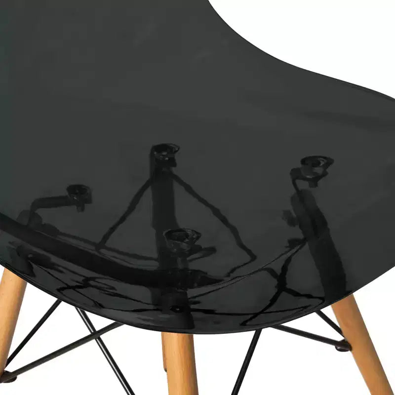 Sett tal-ikel ta' 3 biċċiet LeisureMod Dover - mejda bistro tonda sewda tal-MDF b'2 siġġijiet tal-plastik, għall-kċina moderna, kamra tal-ikel, spazju żgħir, postijiet bilqiegħda f'kafetterija