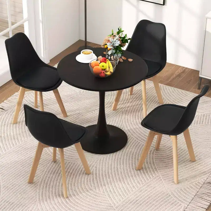 Costway 5-teiliges Esszimmer-Set, moderner runder Esstisch mit 4 Stühlen für kleine Küchen