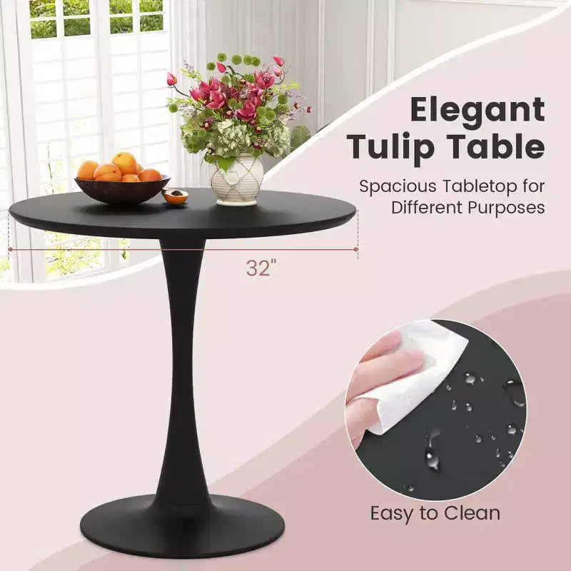 Costway 5-teiliges Esszimmer-Set, moderner runder Esstisch mit 4 Stühlen für kleine Küchen