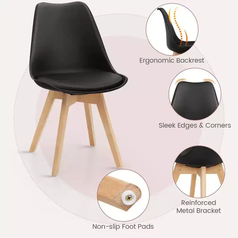 Costway 5-teiliges Esszimmer-Set, moderner runder Esstisch mit 4 Stühlen für kleine Küchen