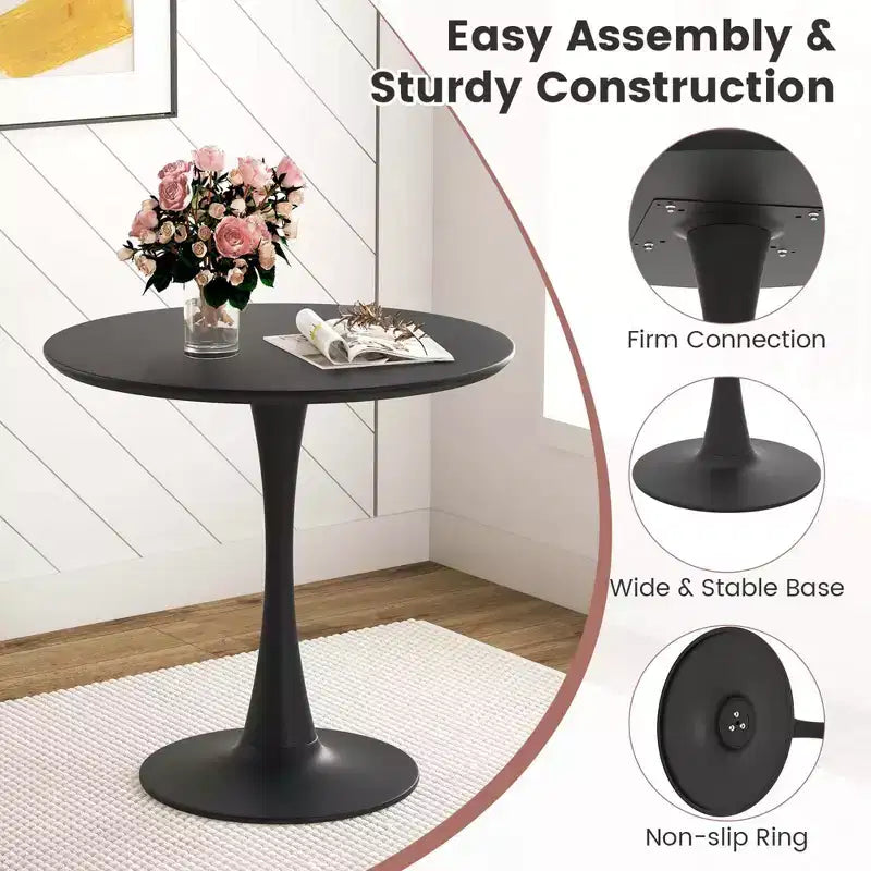 Costway 5-teiliges Esszimmer-Set, moderner runder Esstisch mit 4 Stühlen für kleine Küchen