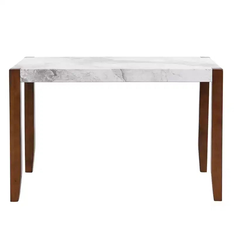 4-Piece/5 Piece Modern Dining Table Set Dining Set Space-Saving Dinette with Faux Marble Table, 2 Upholstered Chairs and Bench, White+Brown-ModernLuxe