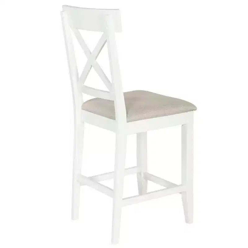 Set da pranzo in stile rustico da 5 pezzi con tavolo ad altezza bancone, 4 sedie da pranzo imbottite e ripiani contenitori a 3 livelli, grigio/naturale+bianco-ModernLuxe