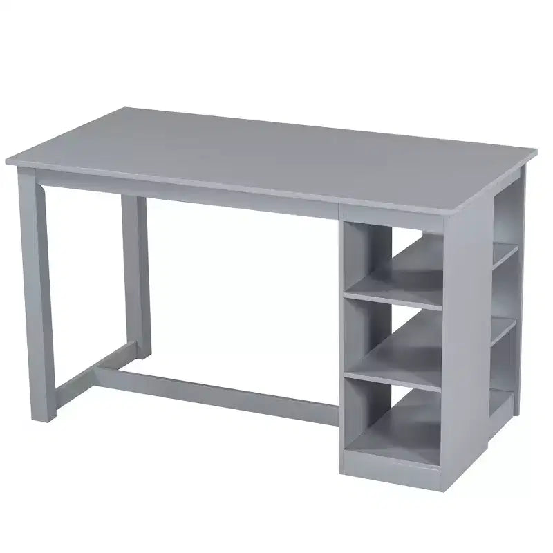 Set da pranzo in stile rustico da 5 pezzi con tavolo ad altezza bancone, 4 sedie da pranzo imbottite e ripiani contenitori a 3 livelli, grigio/naturale+bianco-ModernLuxe
