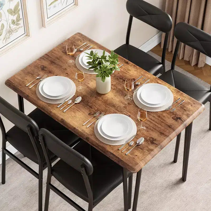 Set da pranzo da 5 pezzi per 4 persone, tavolo e sedie da cucina per 4 persone, set da pranzo moderno, set da tavolo da pranzo per 4 persone