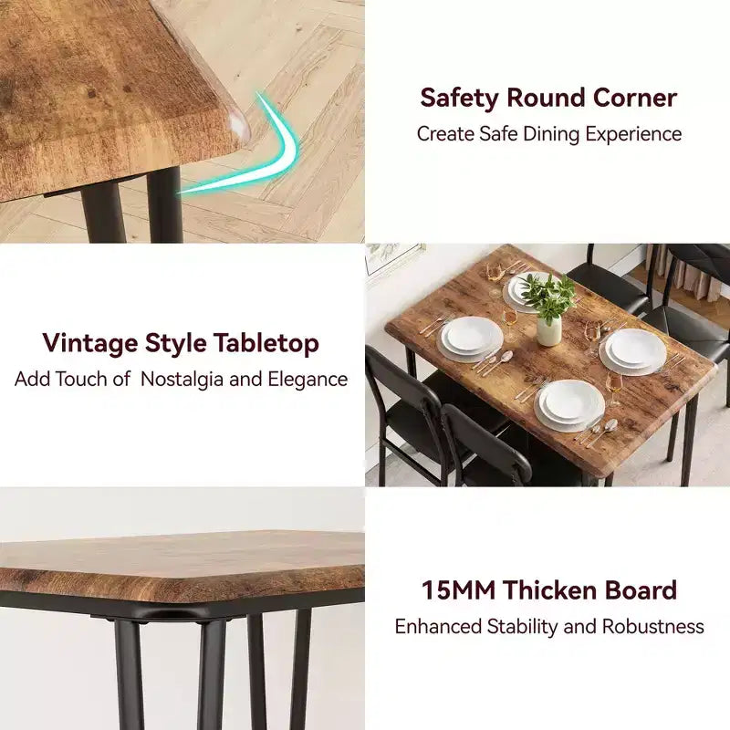 Set da pranzo da 5 pezzi per 4 persone, tavolo e sedie da cucina per 4 persone, set da pranzo moderno, set da tavolo da pranzo per 4 persone