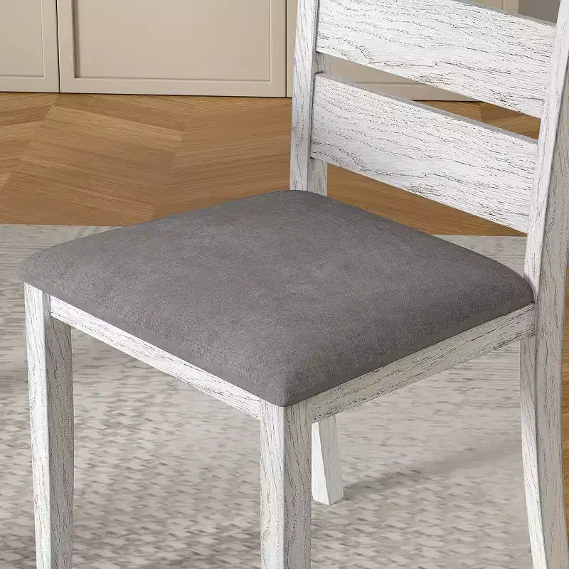 Set da pranzo VECELO in stile rustico da 7 pezzi per 6 persone, tavolo in legno di gomma con 6 sedie da pranzo imbottite, grigio