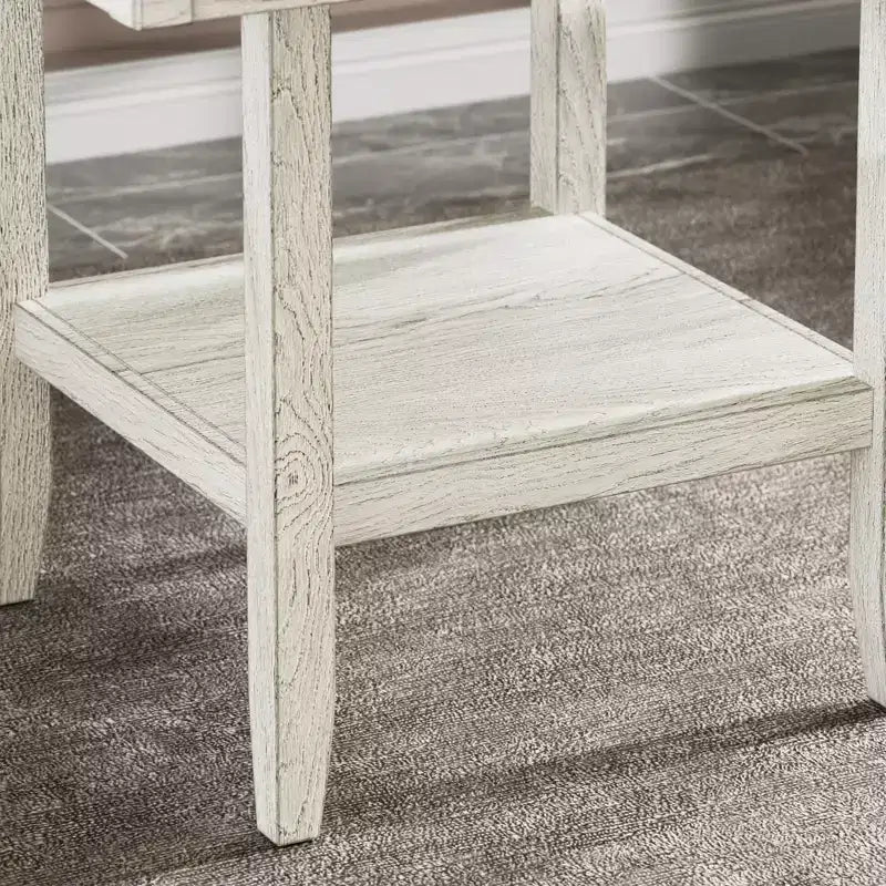 Set da pranzo rustico VECELO da 5 pezzi, tavolo quadrato in legno di gomma con ripiano e 4 sedie da pranzo imbottite senza braccioli per la cucina, grigio