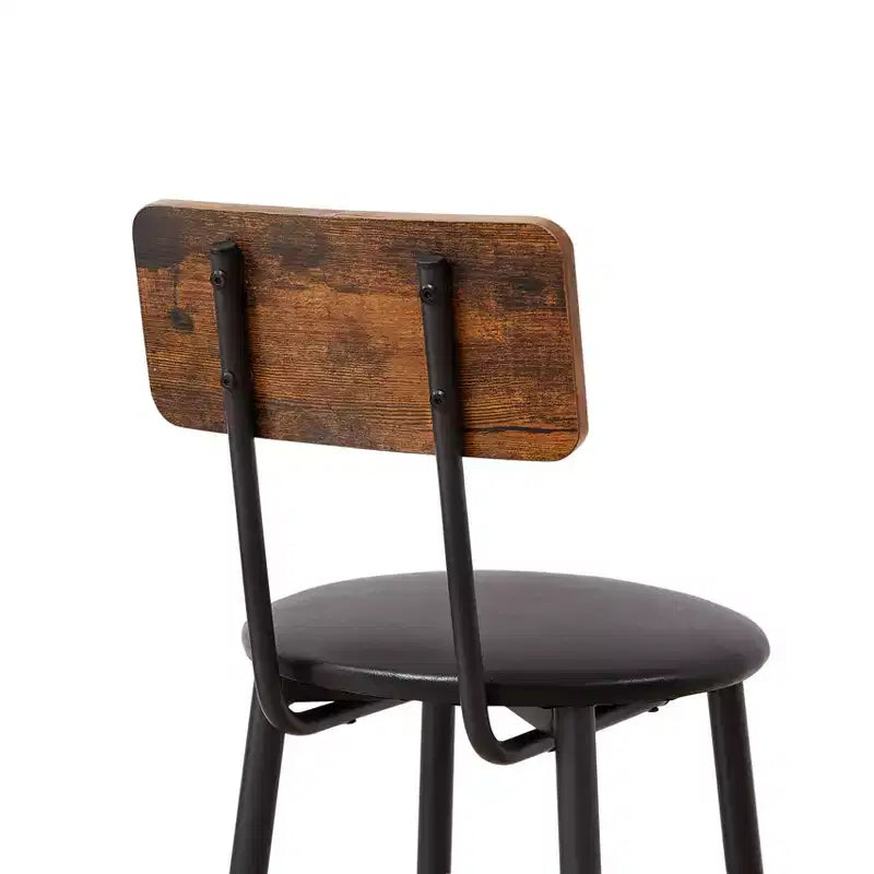 GDFStudio Briar rustikales 3-teiliges Bartisch-Set mit Barhockern mit Kunstlederpolsterung