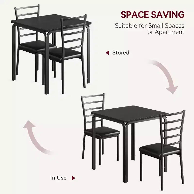 Set da tavolo e sedie da 3 pezzi per piccoli spazi, cucina e sala da pranzo, set moderno da interno per 2 persone, set con tavolo quadrato da pranzo