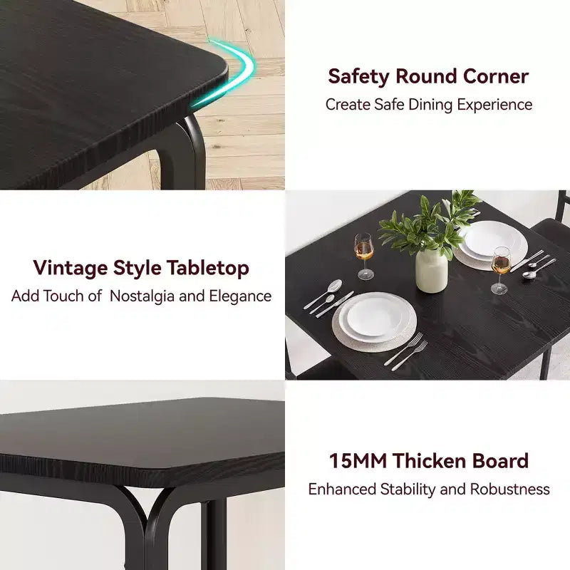 Set da tavolo e sedie da 3 pezzi per piccoli spazi, cucina e sala da pranzo, set moderno da interno per 2 persone, set con tavolo quadrato da pranzo