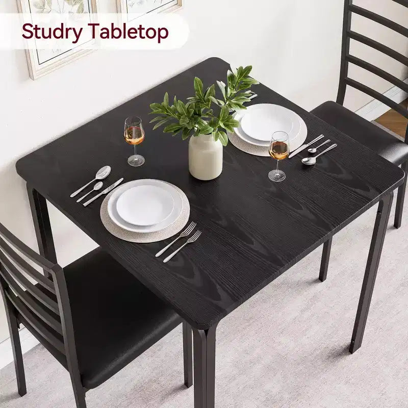Set da tavolo e sedie da 3 pezzi per piccoli spazi, cucina e sala da pranzo, set moderno da interno per 2 persone, set con tavolo quadrato da pranzo