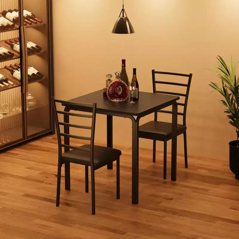 Set da tavolo e sedie da 3 pezzi per piccoli spazi, cucina e sala da pranzo, set moderno da interno per 2 persone, set con tavolo quadrato da pranzo