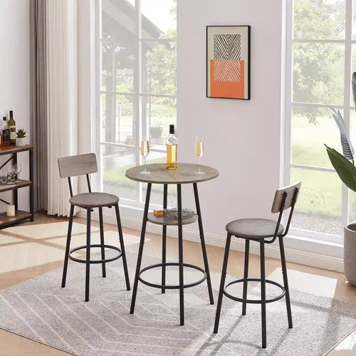 Set da bar da 3 pezzi per 2 persone, set da pranzo ad altezza bancone con 2 sgabelli imbottiti, set da tavolo per la colazione, set da pranzo da bistrot, rustico e industriale - ModernLuxe
