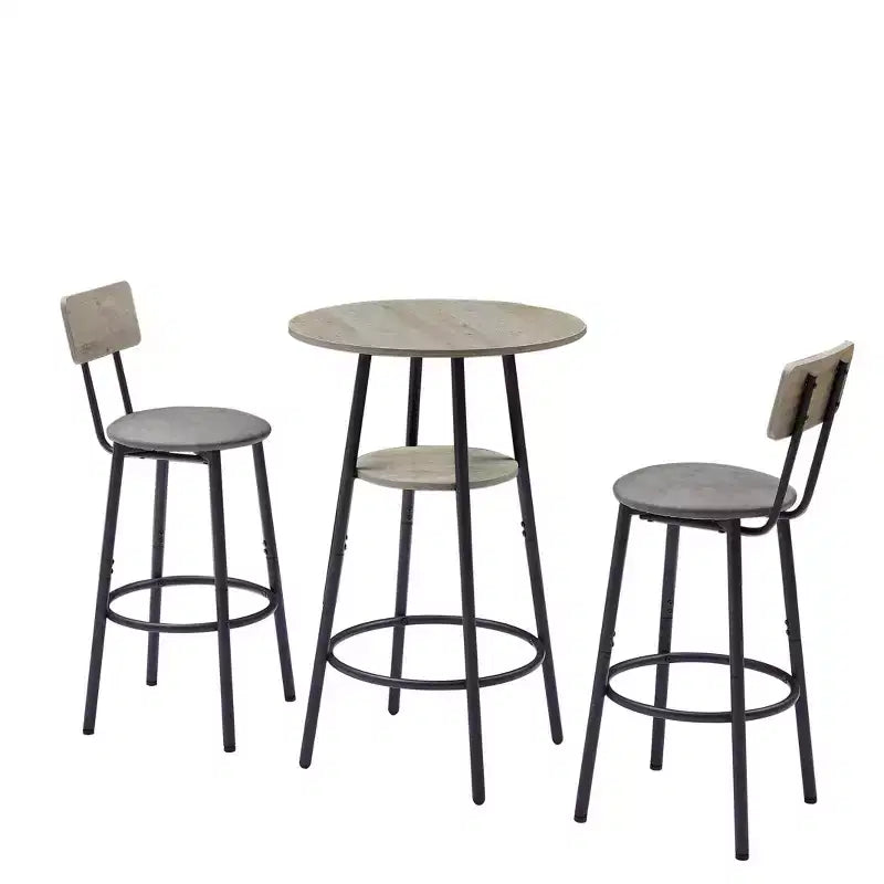 3-teiliges Barhocker-Set für 2 Personen, Esszimmer-Set in Thekenhöhe mit 2 gepolsterten Hockern, Frühstückstisch-Set, Bistro-Esszimmer-Set, rustikal und industriell - ModernLuxe