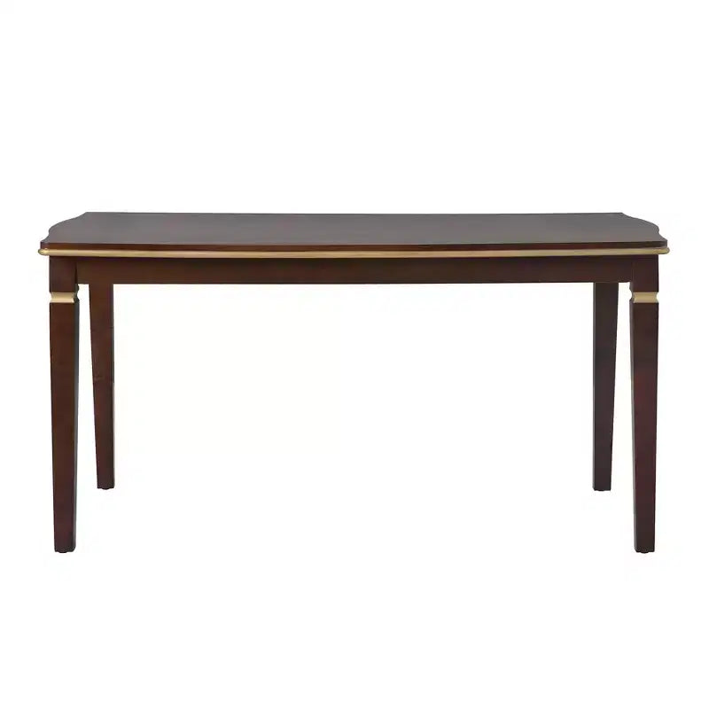 Retro 6-teiliges Küchen-Esszimmer-Set, rechteckiger Holztisch, 4 gepolsterte Stühle mit hoher, getufteter Rückenlehne und 1 Bank