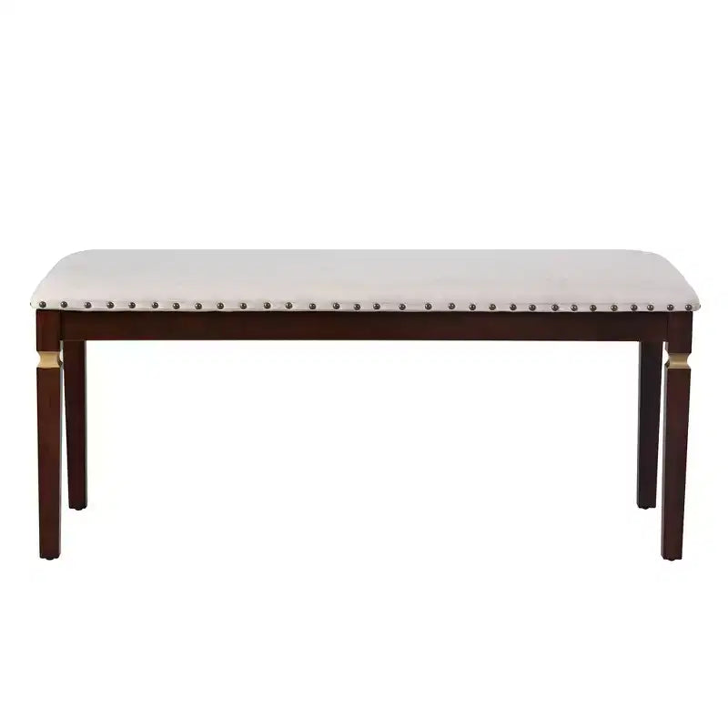 Retro 6-teiliges Küchen-Esszimmer-Set, rechteckiger Holztisch, 4 gepolsterte Stühle mit hoher, getufteter Rückenlehne und 1 Bank