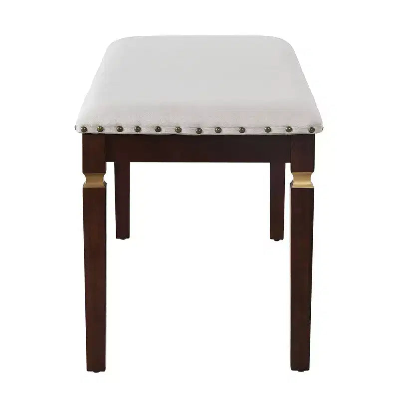 Retro 6-teiliges Küchen-Esszimmer-Set, rechteckiger Holztisch, 4 gepolsterte Stühle mit hoher, getufteter Rückenlehne und 1 Bank