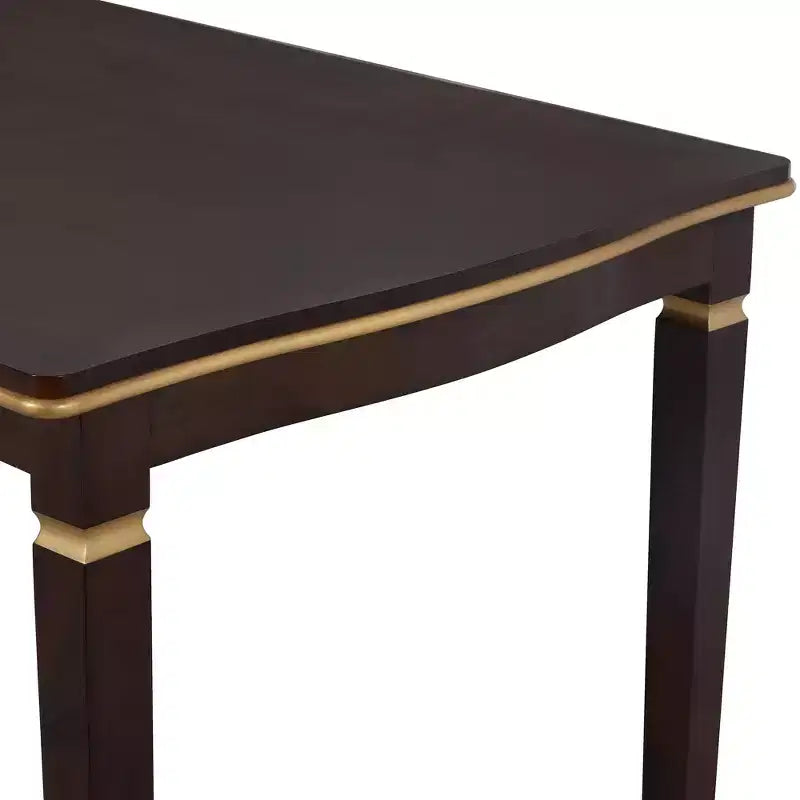 Retro 6-teiliges Küchen-Esszimmer-Set, rechteckiger Holztisch, 4 gepolsterte Stühle mit hoher, getufteter Rückenlehne und 1 Bank
