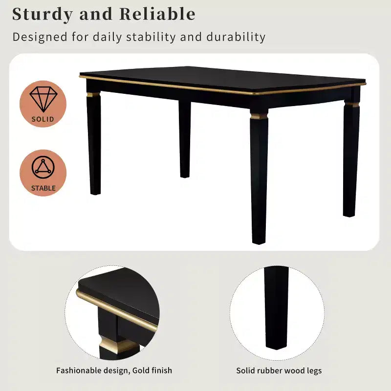 Retro 6-teiliges Küchen-Esszimmer-Set, rechteckiger Holztisch, 4 gepolsterte Stühle mit hoher, getufteter Rückenlehne und 1 Bank