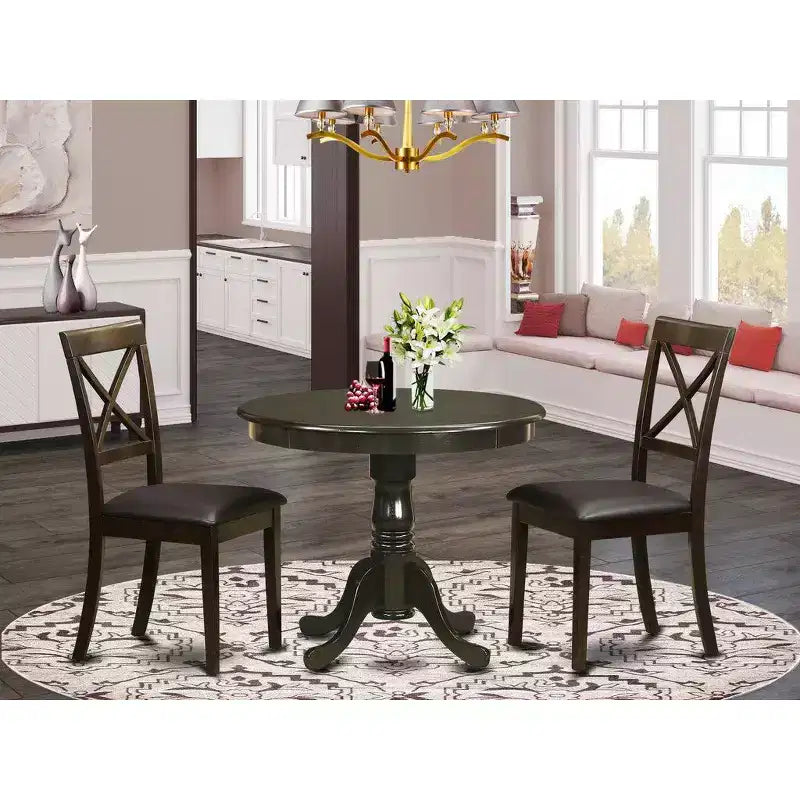 HomeStock Belmont Küchentisch-Set - Tisch plus 2 Esszimmerstühle, Cappuccino