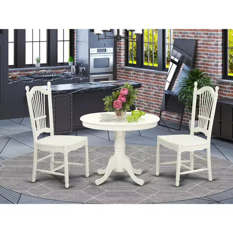 Set da cucina HomeStock Belmont - tavolo da cucina e 2 sedie da pranzo per cucina, bianco lino