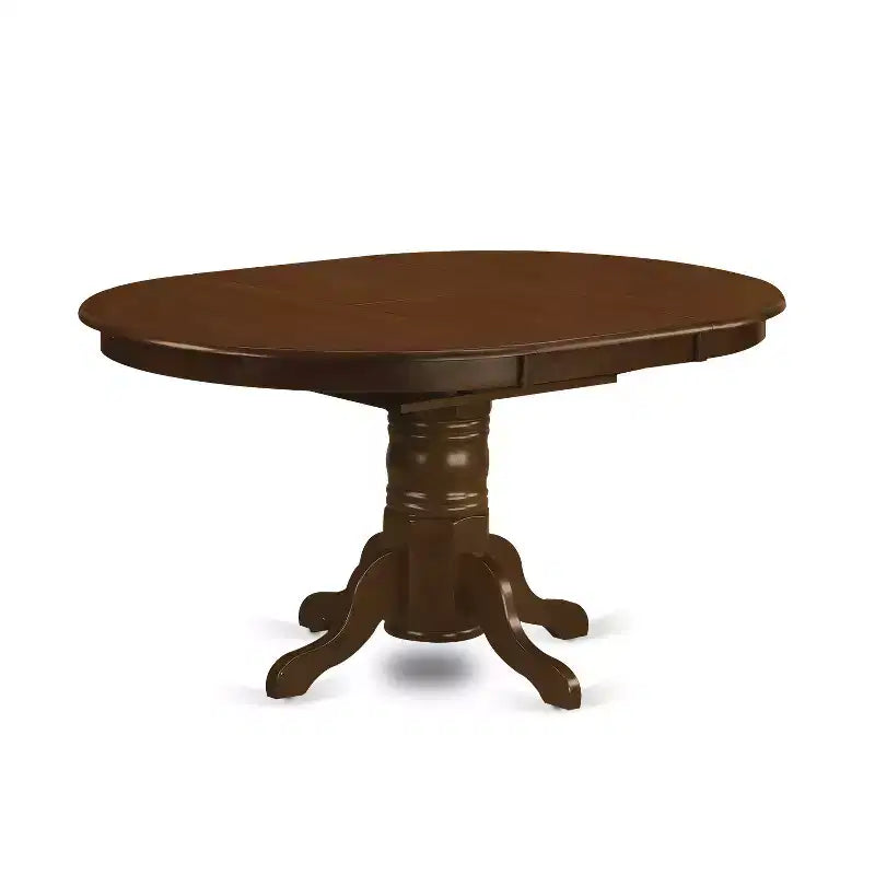 HomeStock Belmont 5-teiliges ovales Esszimmer-Set mit Säulentischfuß und Stühlen ohne Armlehnen, Espresso