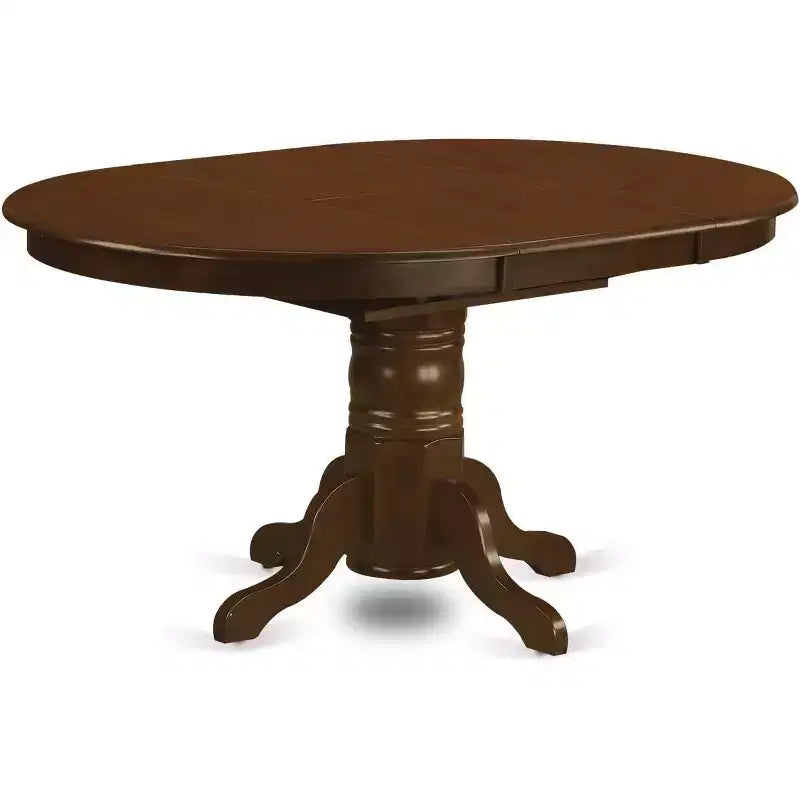 HomeStock Belmont 5-teiliges ovales Esszimmer-Set mit Säulentischfuß und Stühlen ohne Armlehnen, Espresso