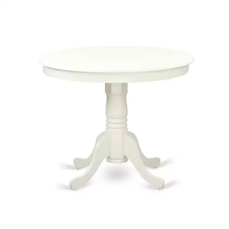 HomeStock Belmont tavolo rotondo da 36 pollici in 5 pezzi e 4 sedie con schienale a doghe verticali, bianco lino