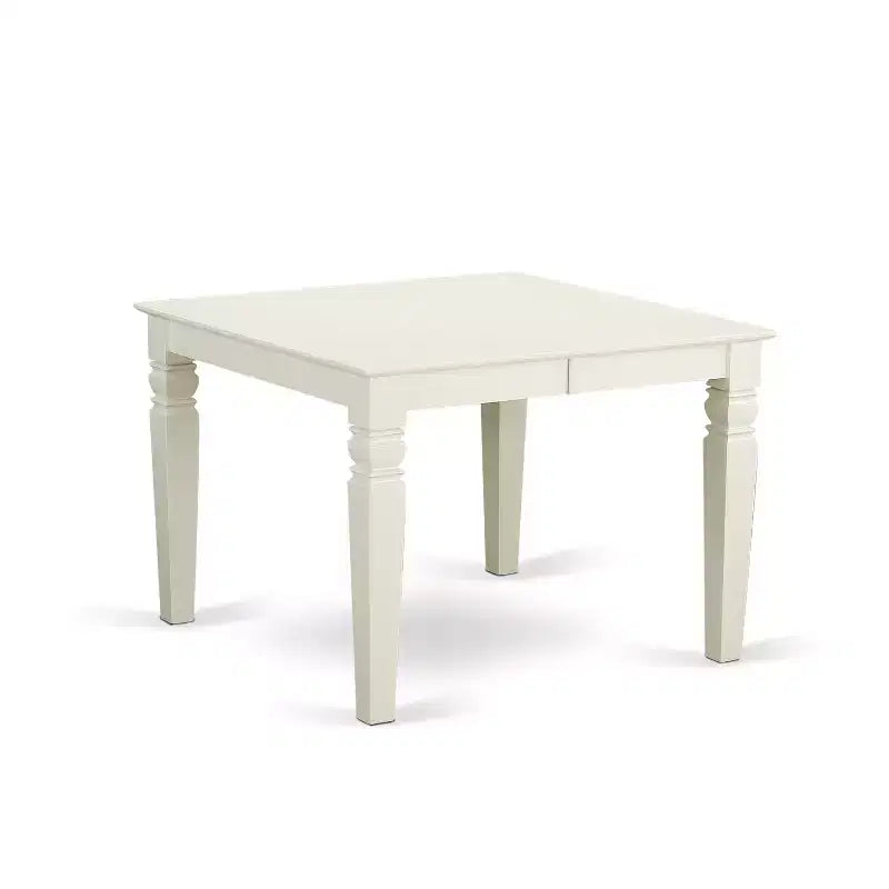 HomeStock Belmont 7Pc Dinette Set Includes a Rectangular Kitchen Table , Butterfly Leaf , Six Vertical Slatted Linen Seat Dining Chairs, White Finish