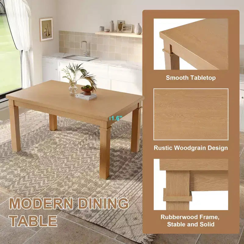 Esszimmertisch-Set aus Holz mit Sitzbank für 6 Personen, 6-teiliges rechteckiges Küchen-Set mit 4 gepolsterten Stühlen für das Esszimmer