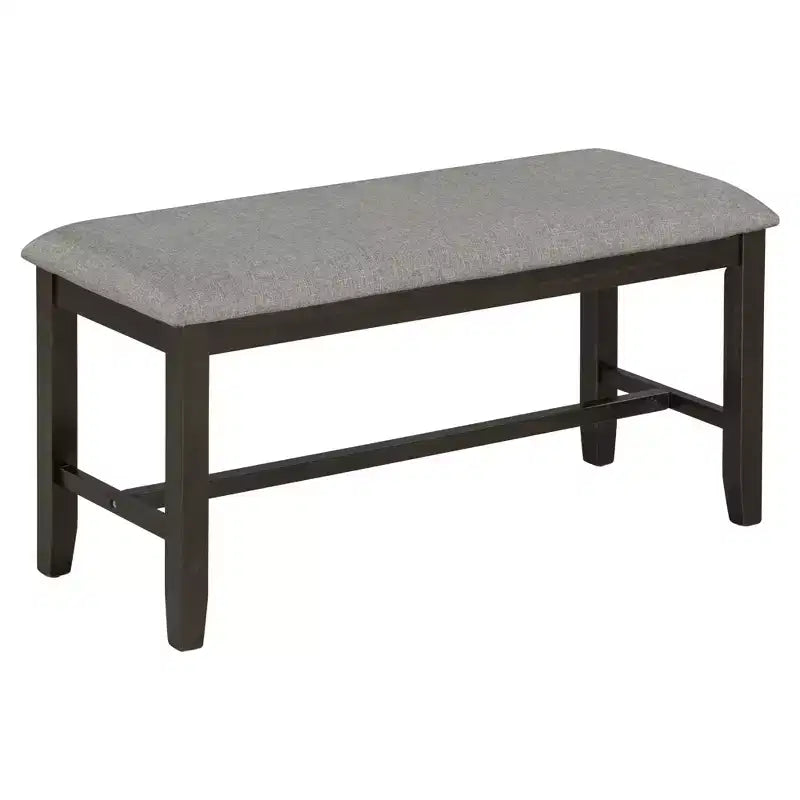Set da pranzo in stile rustico da 6 pezzi con panca per 6 persone, tavolo rettangolare in legno e 4 sedie imbottite