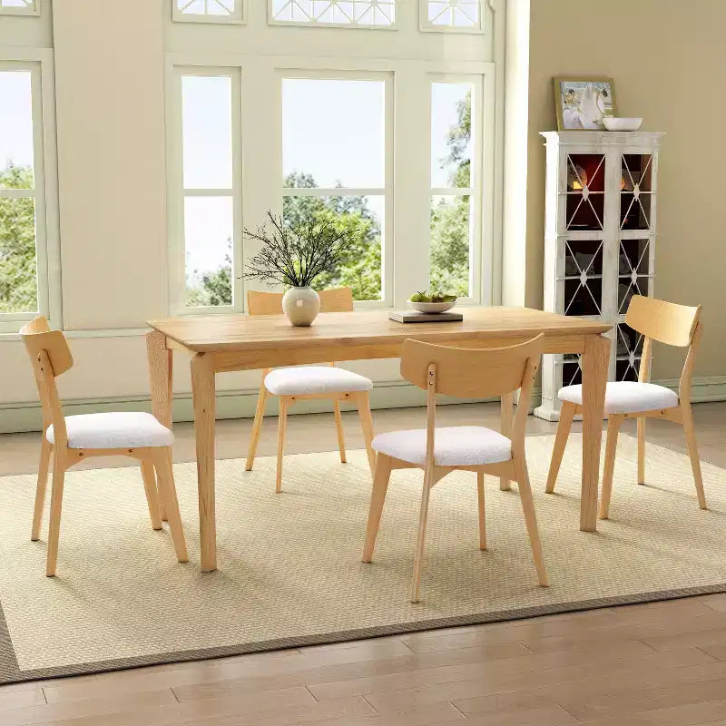 Christopher Knight Home Adrian 7-delige houten eetkamerset in midcenturymoderne stijl met gestoffeerde eetkamerstoelen