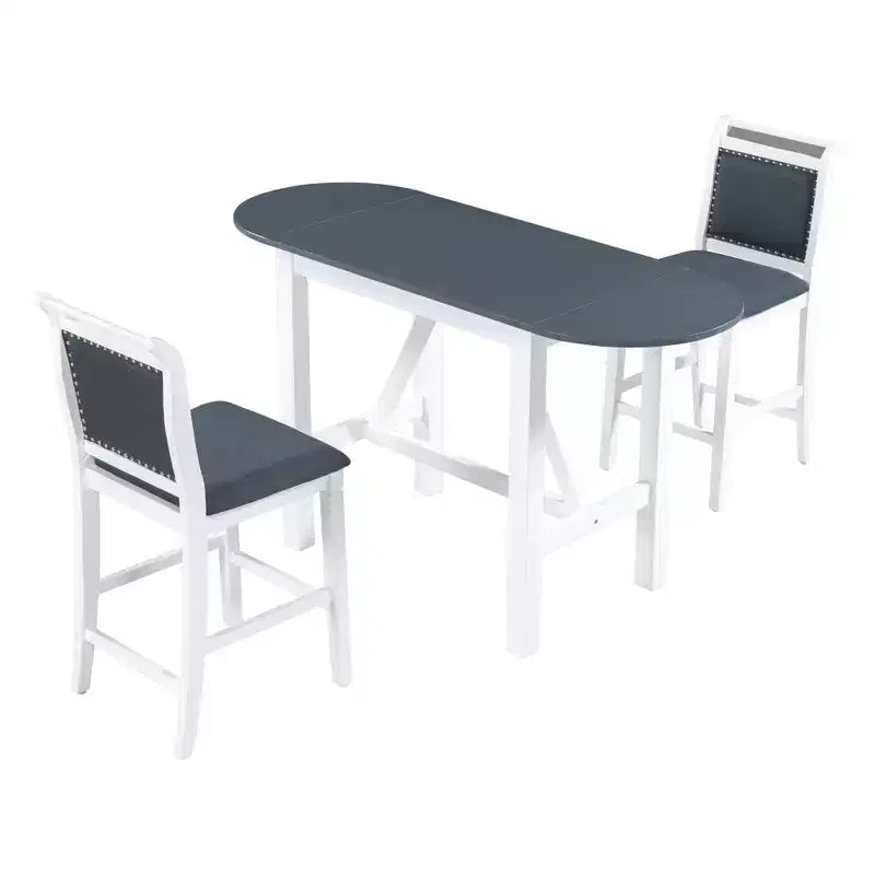Clihome Set da pranzo da 3 pezzi con tavolo a ribalta, design semicircolare estensibile e sedie in stile rustico da fattoria, per piccoli spazi