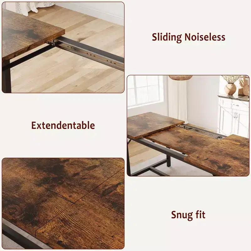 Set da pranzo 63 per 4-8 persone, ampio set da cucina allungabile con 2 panche imbottite per 6 persone, set da pranzo rettangolare da 3 pezzi per 4 persone