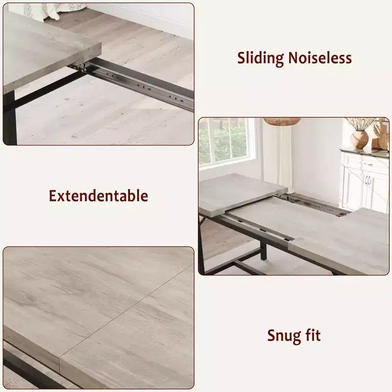 Set da pranzo 63 per 4-8 persone, ampio set da cucina allungabile con 2 panche imbottite per 6 persone, set da pranzo rettangolare da 3 pezzi per 4 persone