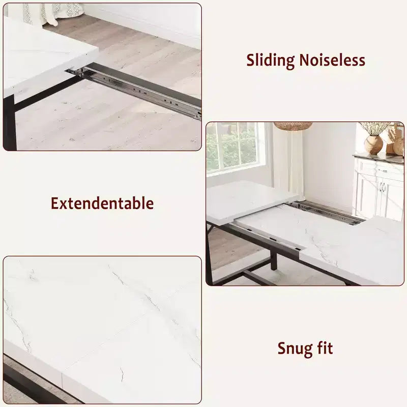 Set da pranzo 63 per 4-8 persone, ampio set da cucina allungabile con 2 panche imbottite per 6 persone, set da pranzo rettangolare da 3 pezzi per 4 persone