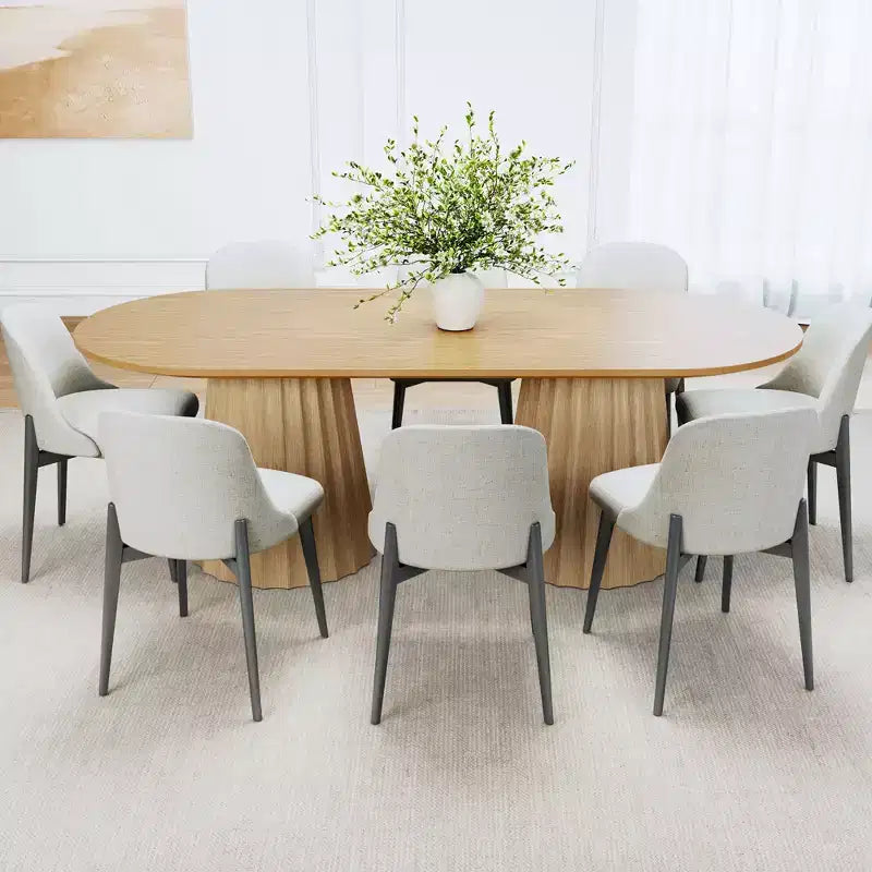 Tavolo da pranzo ovale nero a doppia base da 86 pollici con 8 sedie da pranzo, adatto per sala da pranzo/soggiorno