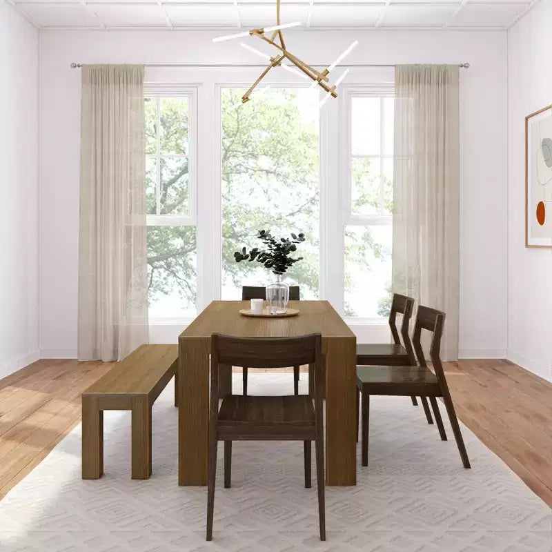 Set da pranzo moderno in legno massello da 72 con panca + 4 sedie