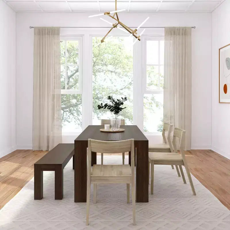 Set da pranzo moderno in legno massello da 72 con panca + 4 sedie