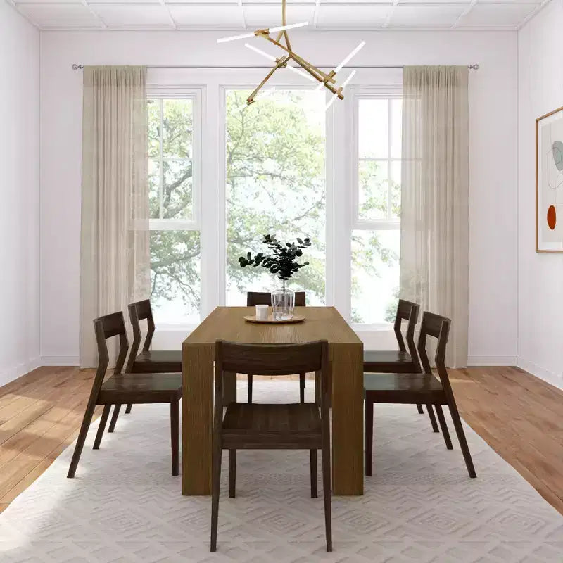 Plank+Beam 72 modernes Esstischset aus Massivholz, + 6 Stühle, Walnuss